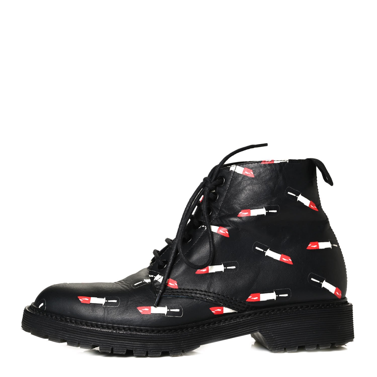 Saint Laurent Smooth Calfskin Rangers Boots 37 Black Red 2 of 22
