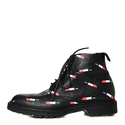 Saint Laurent Smooth Calfskin Rangers Boots 37 Black Red 2 of 22