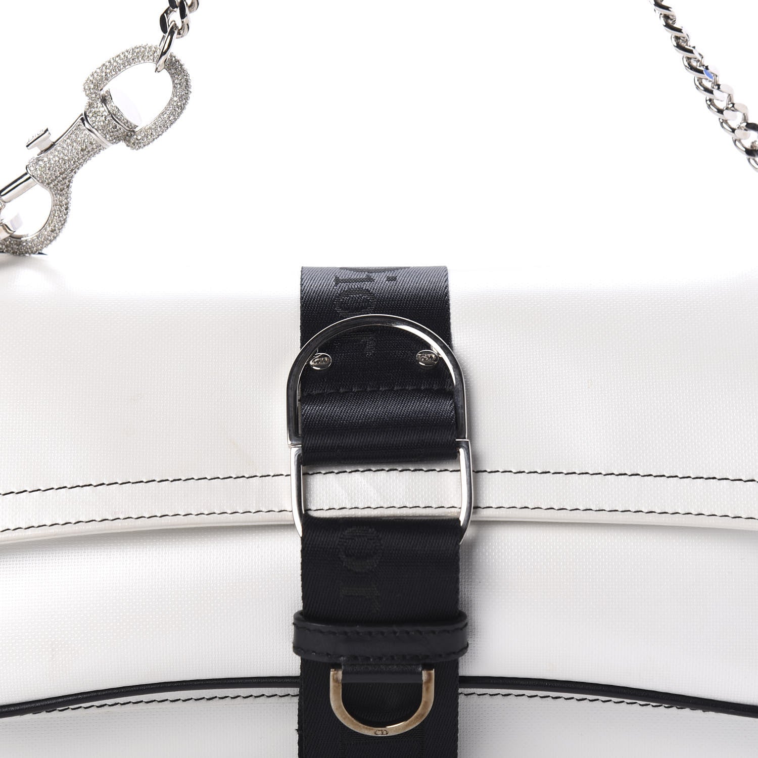 Christian Dior Coated Canvas Crystal Hardcore Bag White 10 of 10