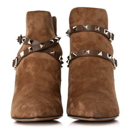 Valentino Garavani Suede Rockstud Double Buckle 65mm Ankle Boots 39 Nocciola 2 of 12