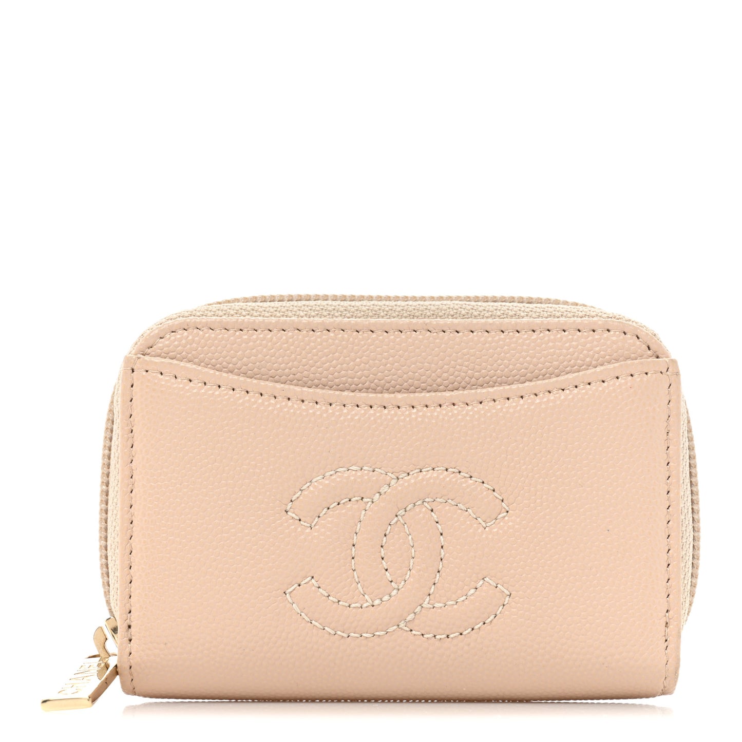Caviar Timeless CC Zip Around Coin Purse Beige Clair