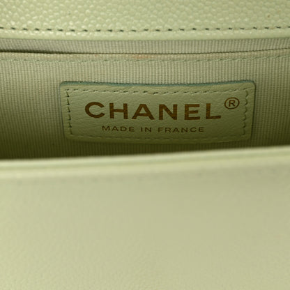 Chanel Caviar Chevron Quilted Small Boy Flap Light Green 6 of 11