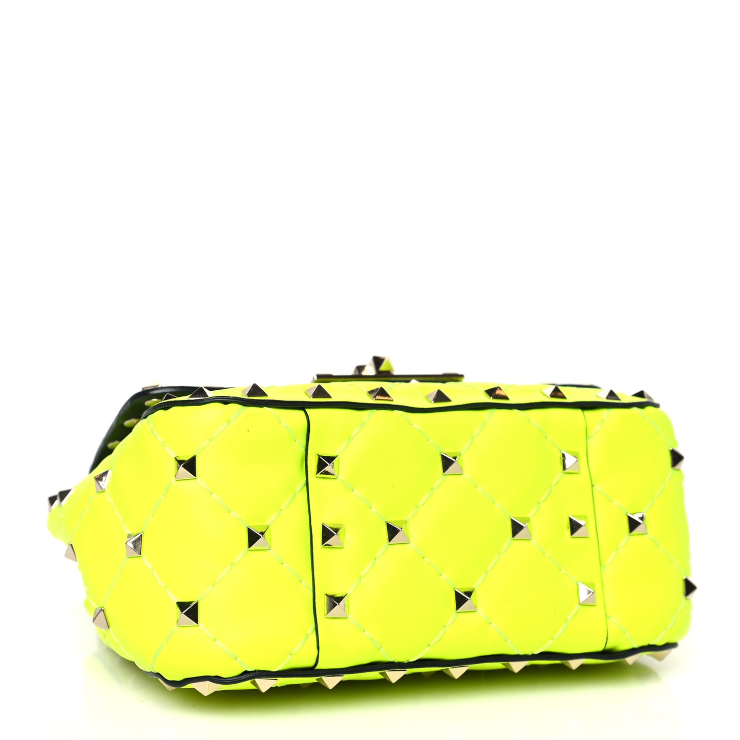 Calfskin Micro Rockstud Spike Shoulder Bag Lime