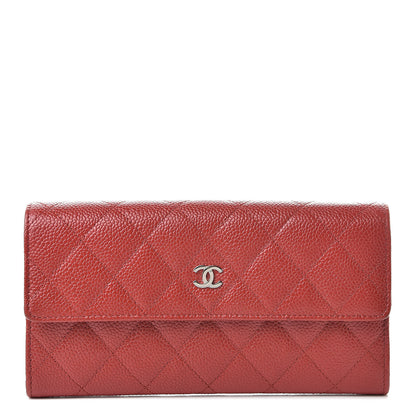 Chanel Caviar Quilted Large Gusset Flap Wallet Red 1 of 9