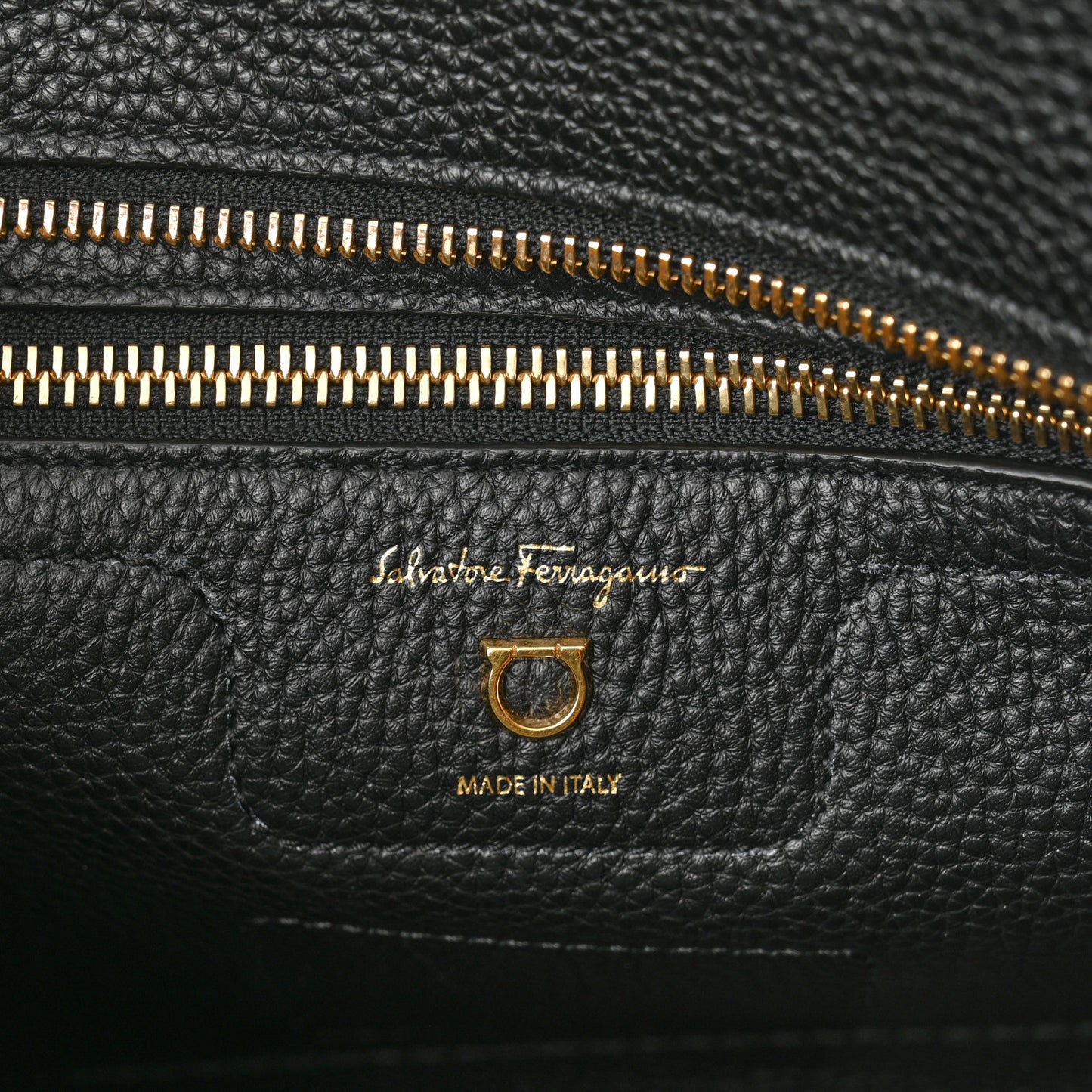 Hammered Calfskin Double Handle Small Amy Tote Black