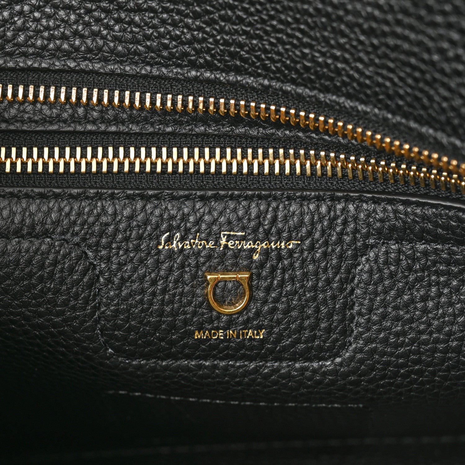 Salvatore Ferragamo Hammered Calfskin Double Handle Small Amy Tote Black 6 of 10