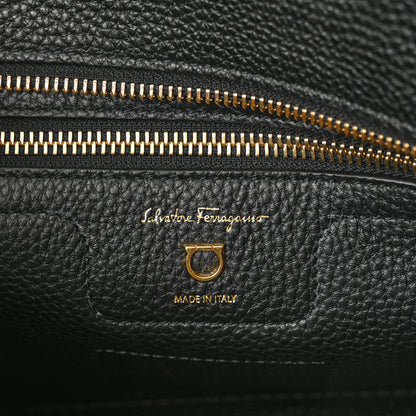 Salvatore Ferragamo Hammered Calfskin Double Handle Small Amy Tote Black 6 of 10