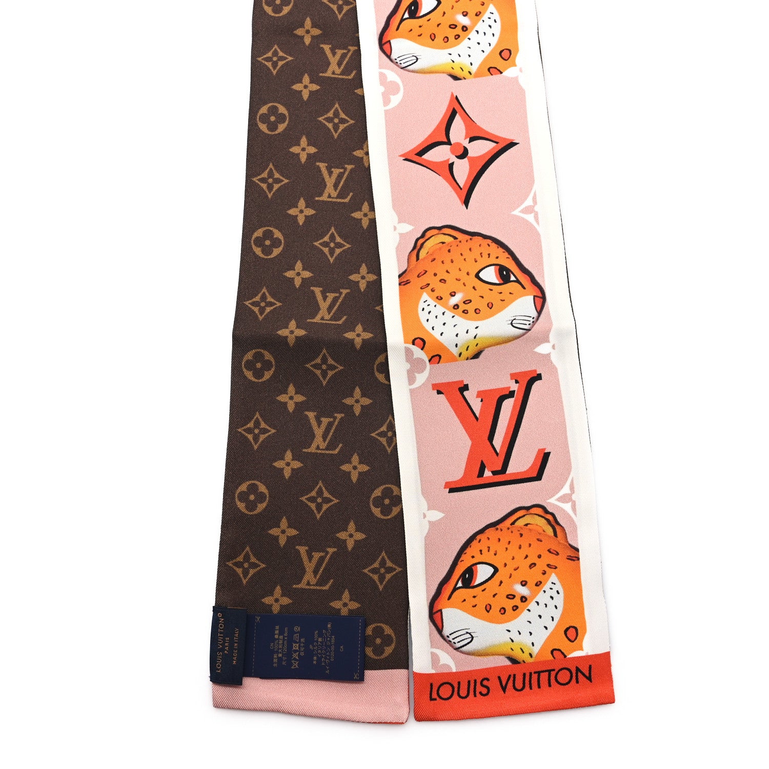 Louis Vuitton Silk Animogram Leopard Bandeau Scarf Pink 2 of 3
