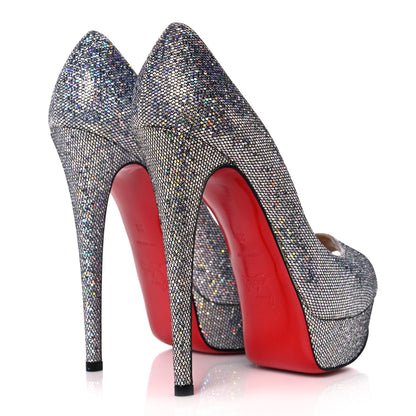 Christian Louboutin Seava Glitter Disco Ball Fetish Peep 140 Pumps 35 Multicolor 4 of 8