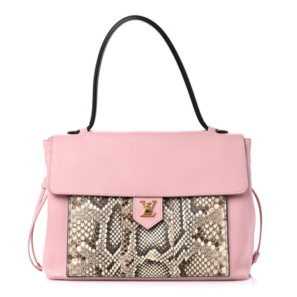 Louis Vuitton Calfskin Snakeskin Lockme MM Rose Ballerine 1 of 15