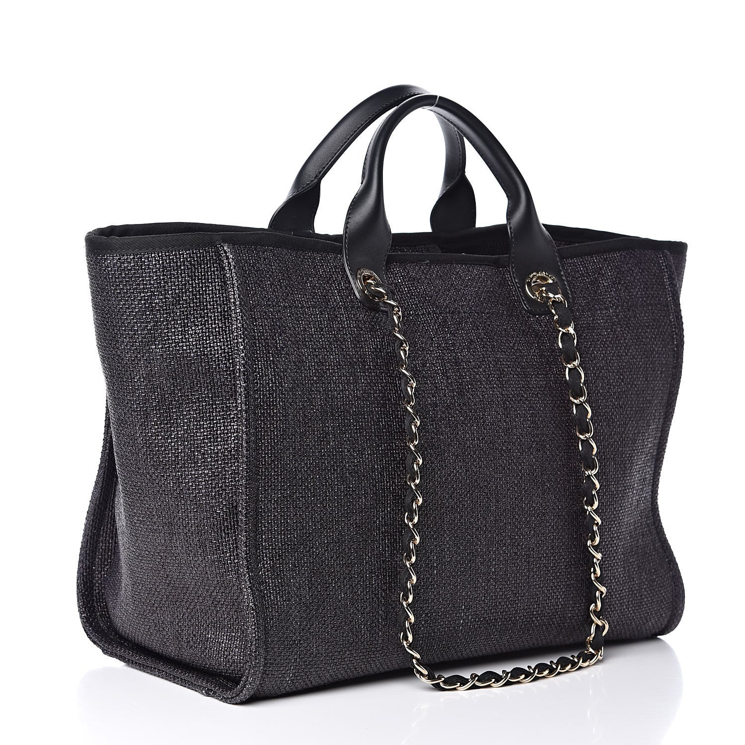 Chanel Woven Straw Raffia Large Deauville Tote Black 3 of 11