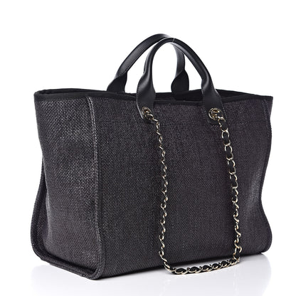 Chanel Woven Straw Raffia Large Deauville Tote Black 3 of 11