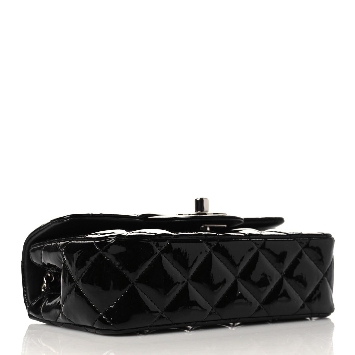 Patent Calfskin Quilted Extra Mini Rectangular Flap Black