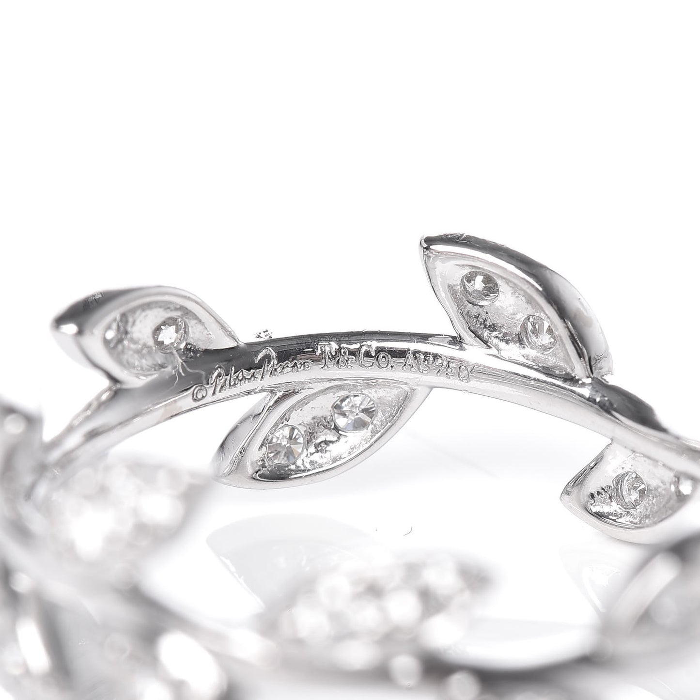18K White Gold Diamond Narrow Paloma Picasso Olive Leaf Band Ring 52 6