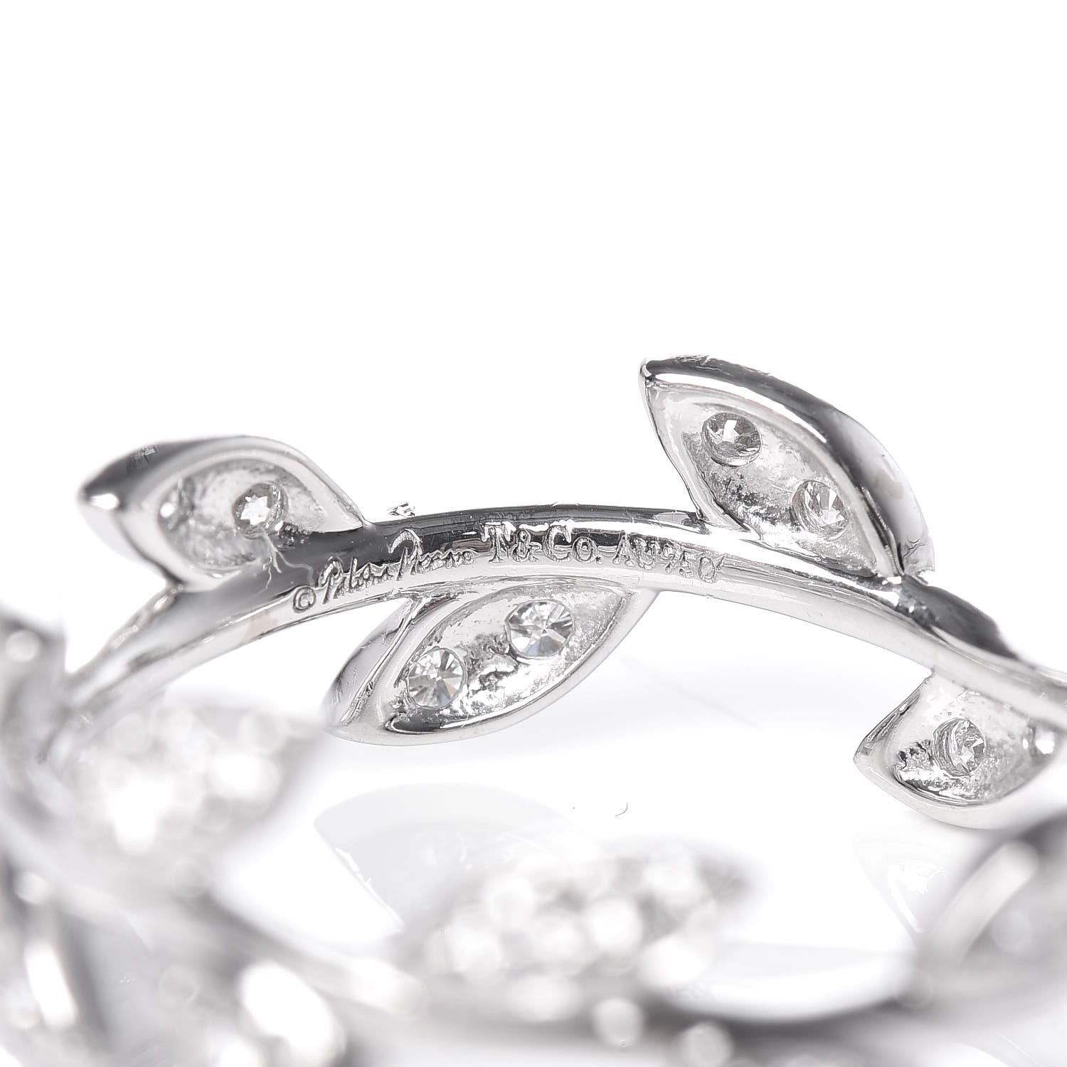 Tiffany 18K White Gold Diamond Narrow Paloma Picasso Olive Leaf Band Ring 52 6 4 of 4