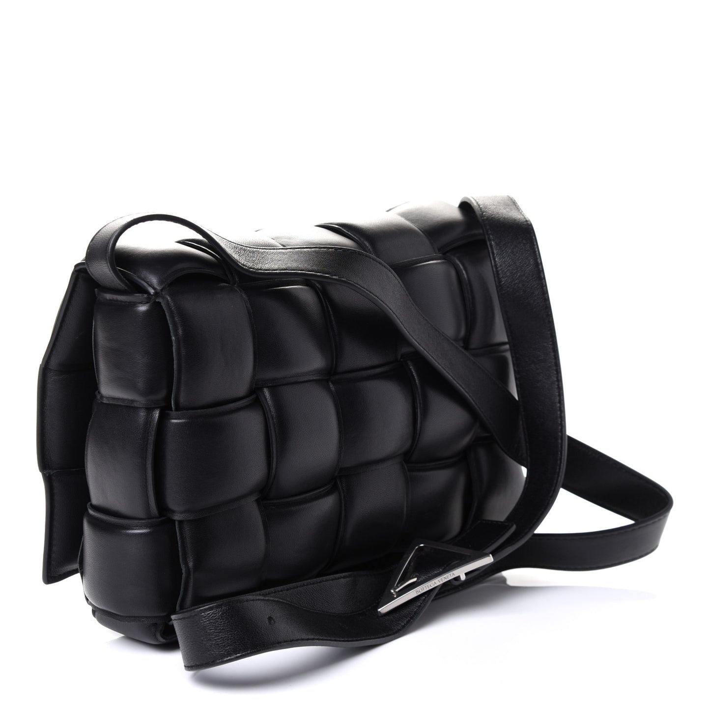 Nappa Maxi Intreccio Padded Cassette Crossbody Bag Black