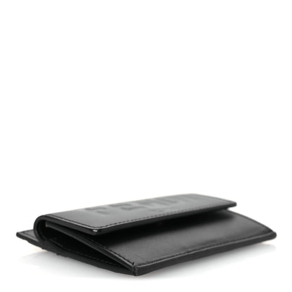 Fendi Vitello King Tamponato Logo Embossed Fold Over Card Holder Wallet Black 4 of 7