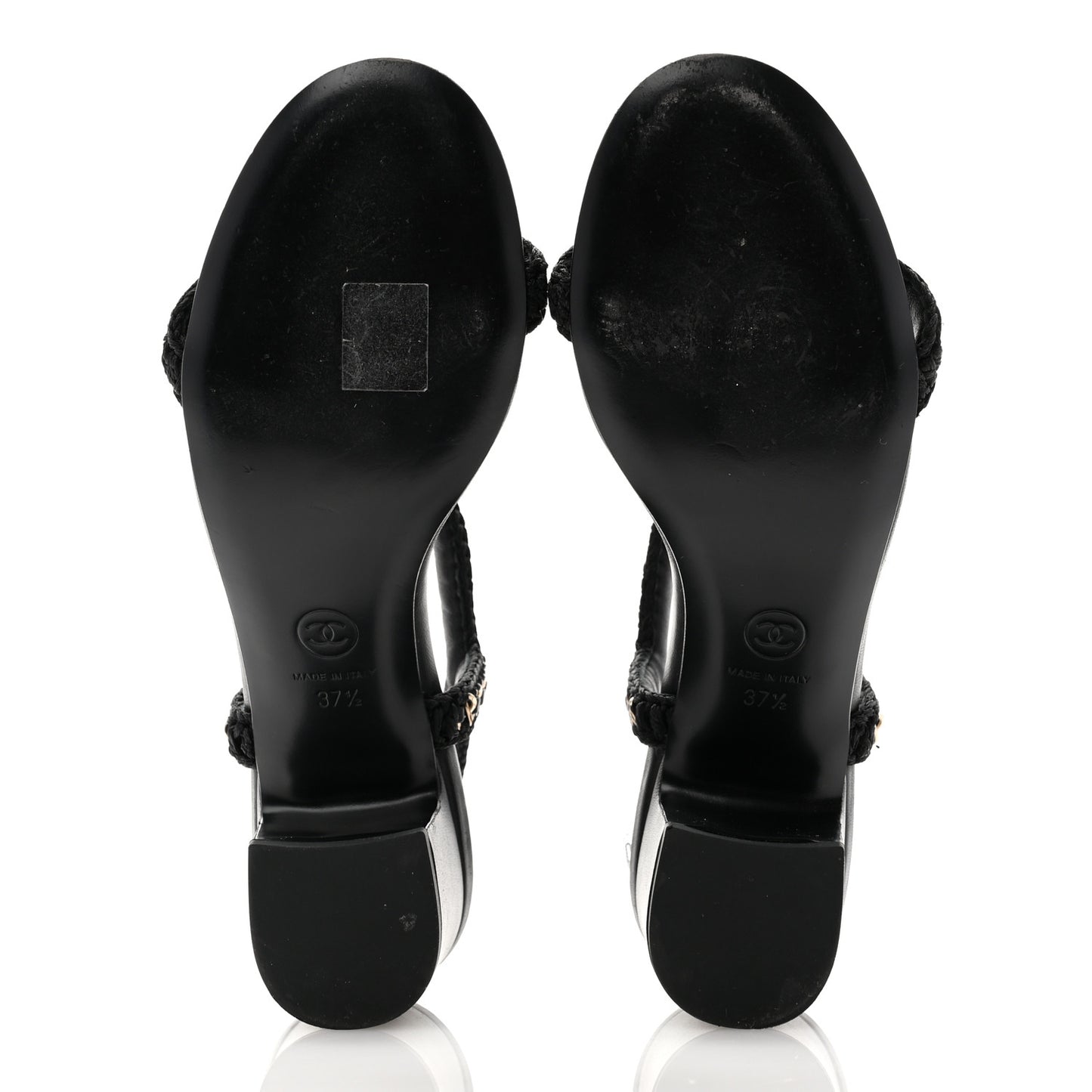 Lambskin CC Chain Braided Sandals 37.5 Black