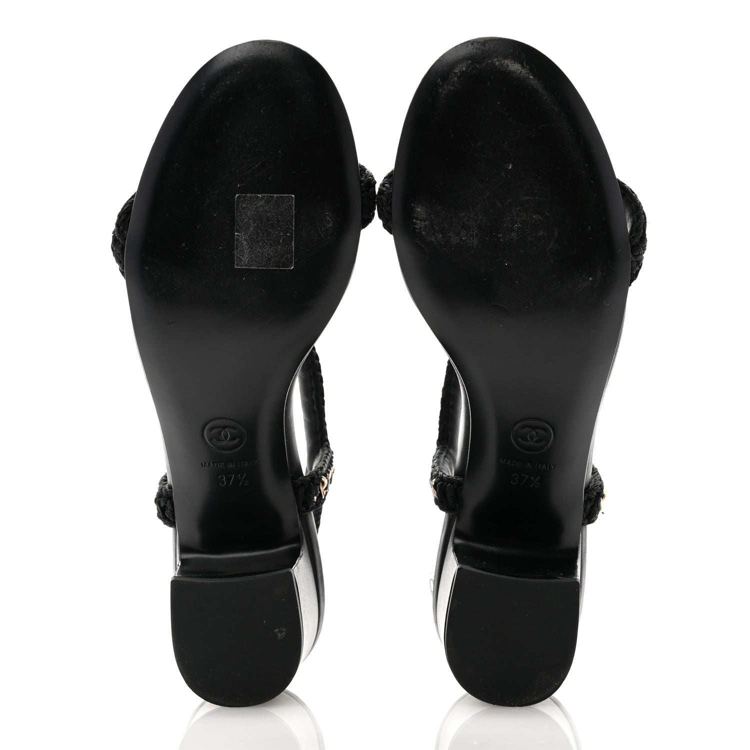 Chanel Lambskin CC Chain Braided Sandals 37.5 Black 5 of 10