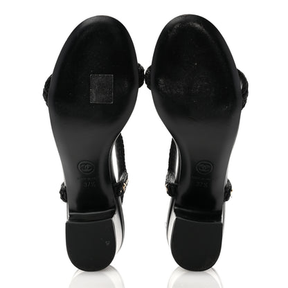 Chanel Lambskin CC Chain Braided Sandals 37.5 Black 5 of 10