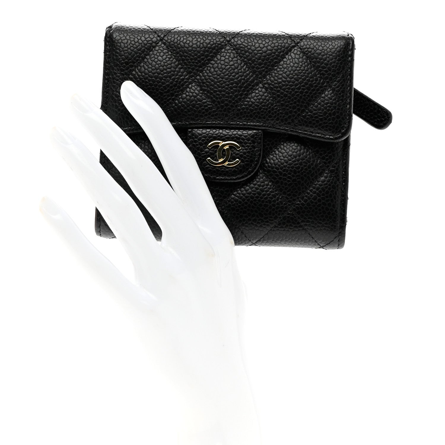 Chanel Caviar Quilted Compact Flap Wallet Black 2 of 9
