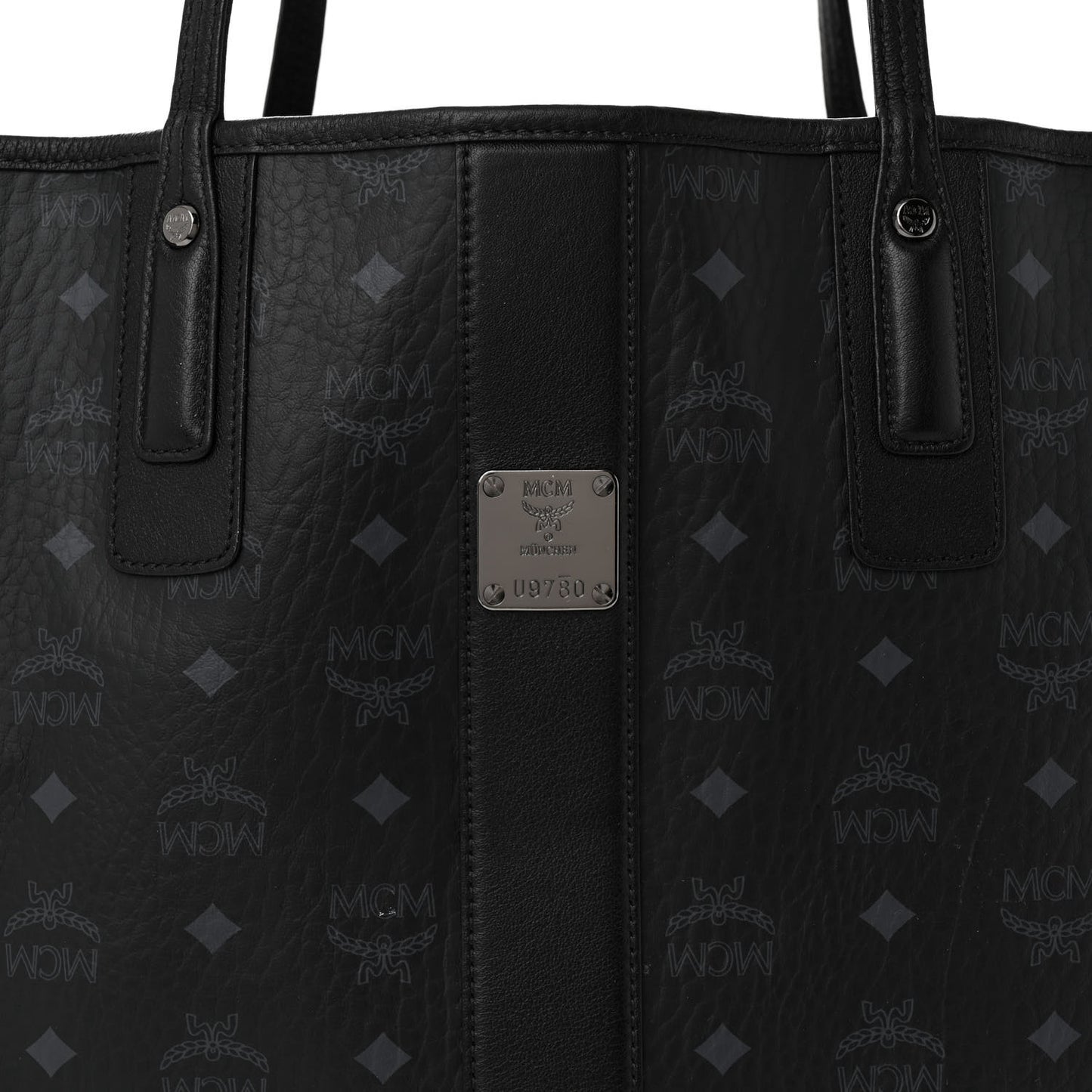 Grained Calfskin Visetos Medium Liz Reversible Shopper Tote Black