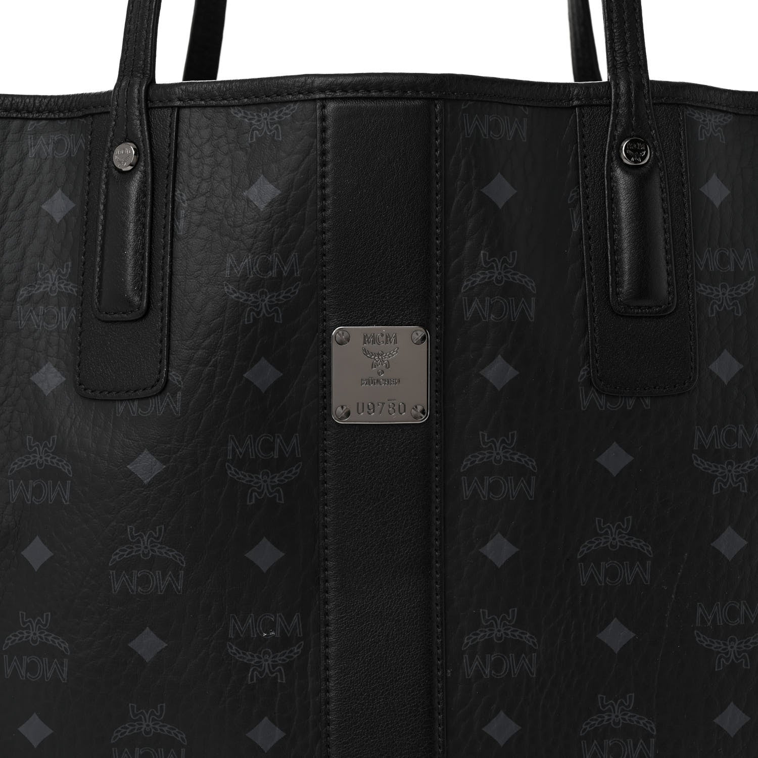 MCM Grained Calfskin Visetos Medium Liz Reversible Shopper Tote Black 12 of 18