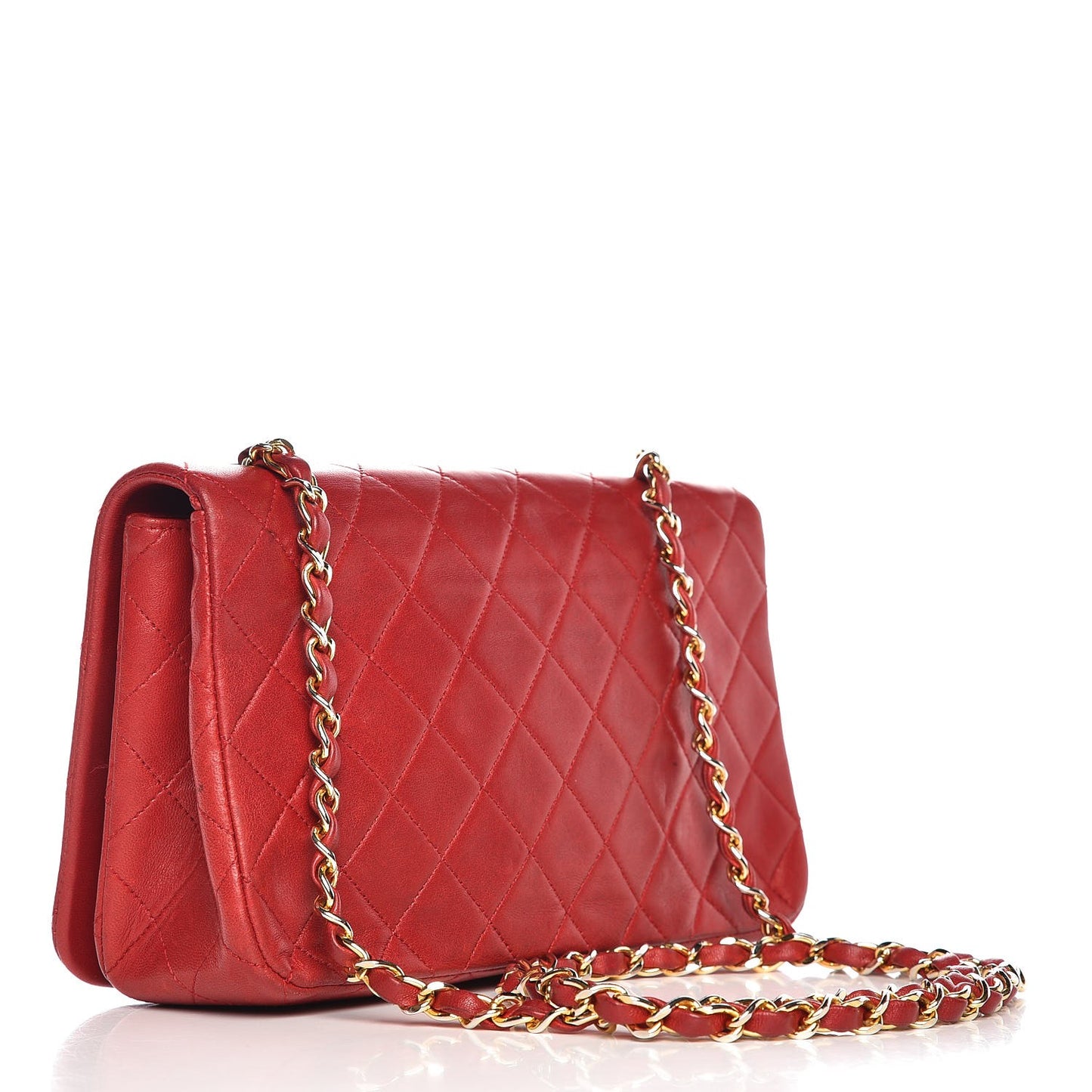 Lambskin Quilted Small Single Flap Red