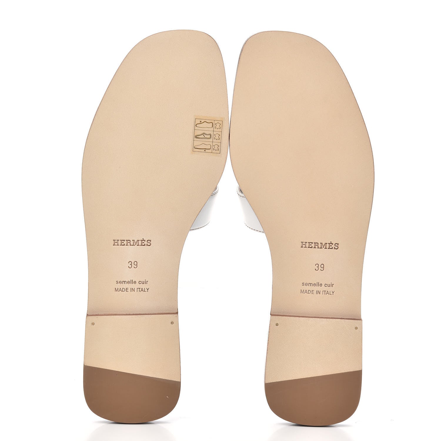 Hermes Box Calfskin Oran Sandals 39 White 5 of 9