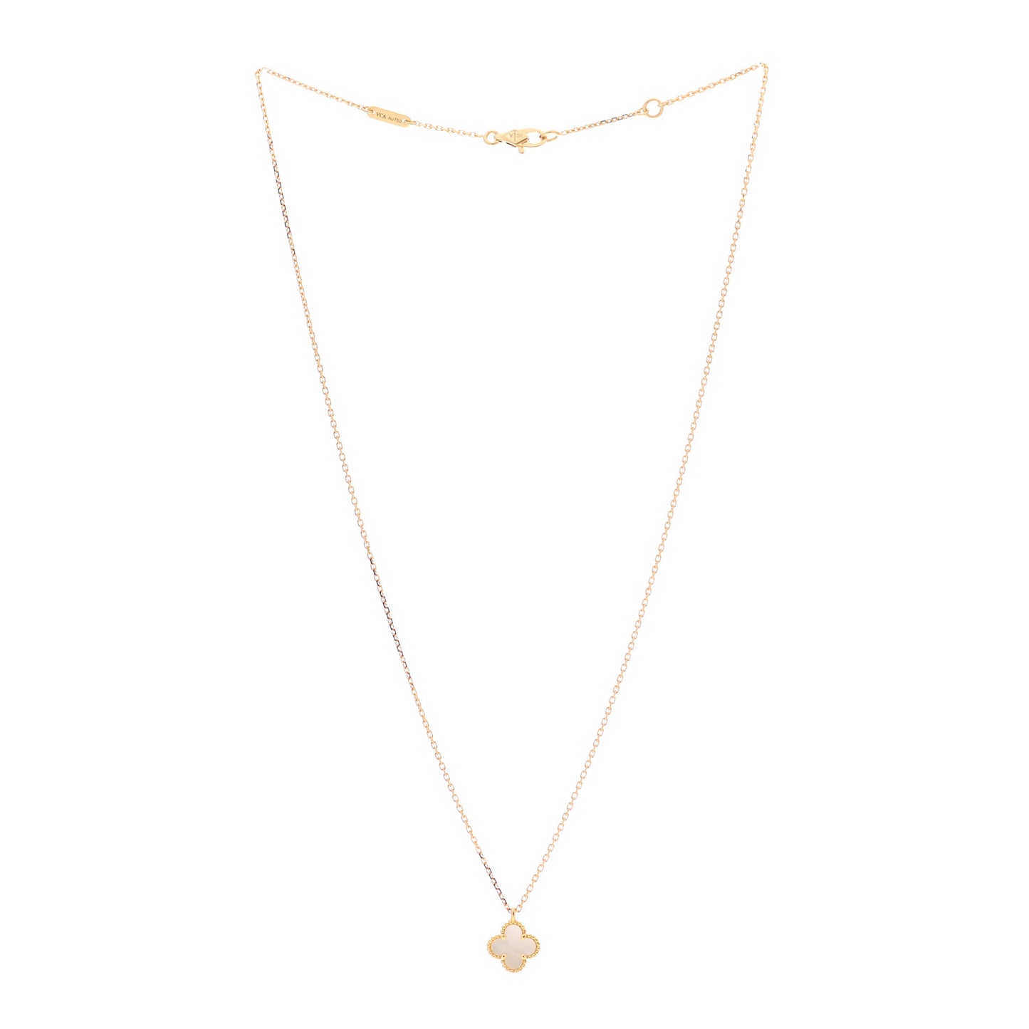 18K Yellow Gold Mother of Pearl Sweet Alhambra Pendant Necklace