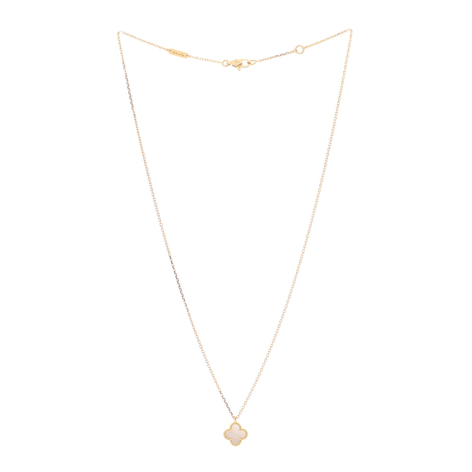 Van Cleef & Arpels 18K Yellow Gold Mother of Pearl Sweet Alhambra Pendant Necklace 3 of 7