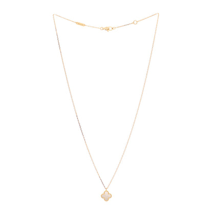 Van Cleef & Arpels 18K Yellow Gold Mother of Pearl Sweet Alhambra Pendant Necklace 3 of 7
