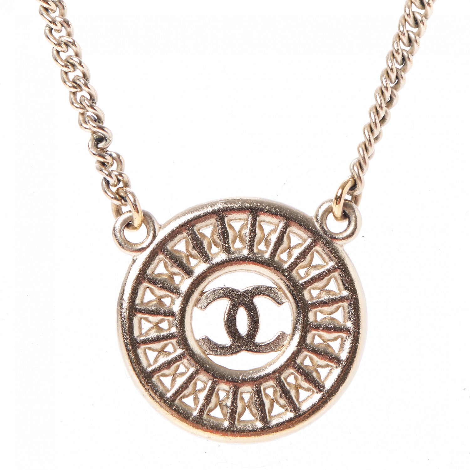 Chanel Pearl Baguette Crystal CC Medallion Necklace Gold 3 of 6