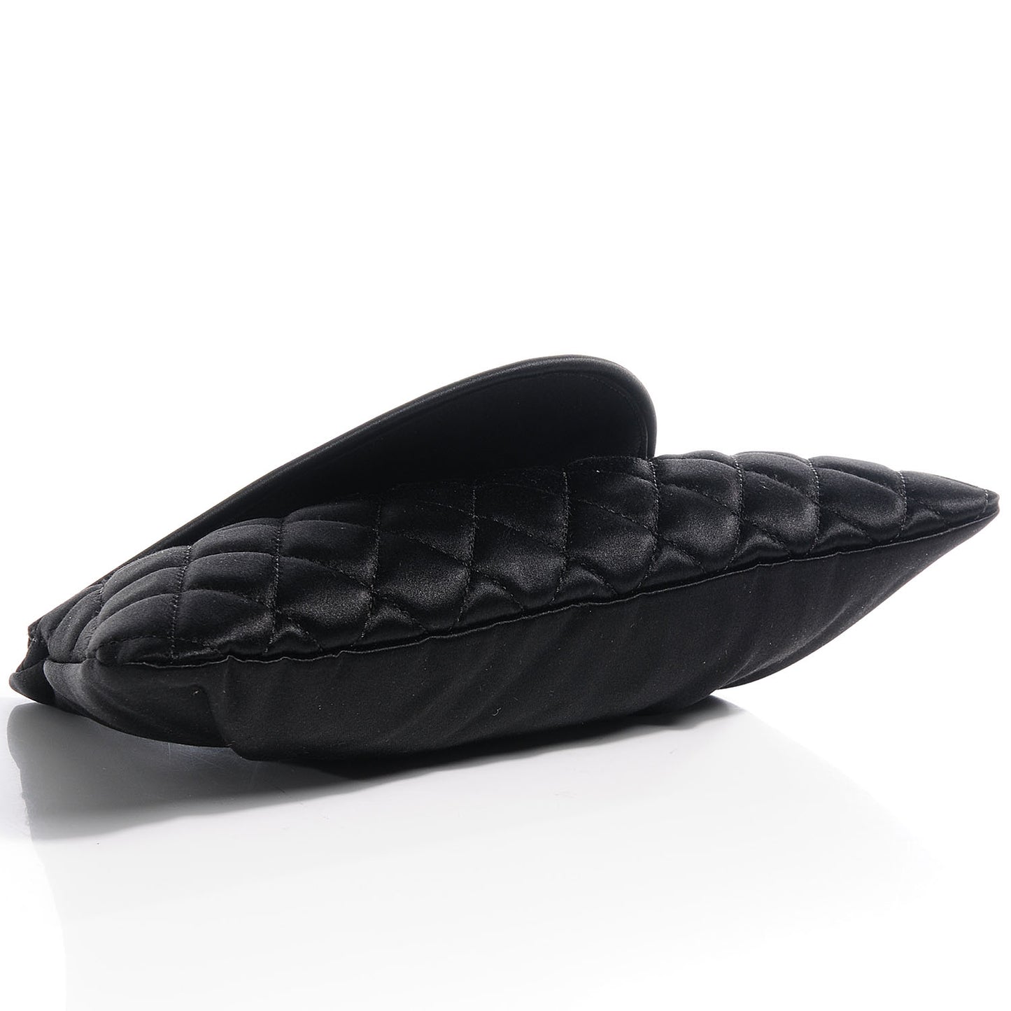 Satin Quilted Flap Clutch Black