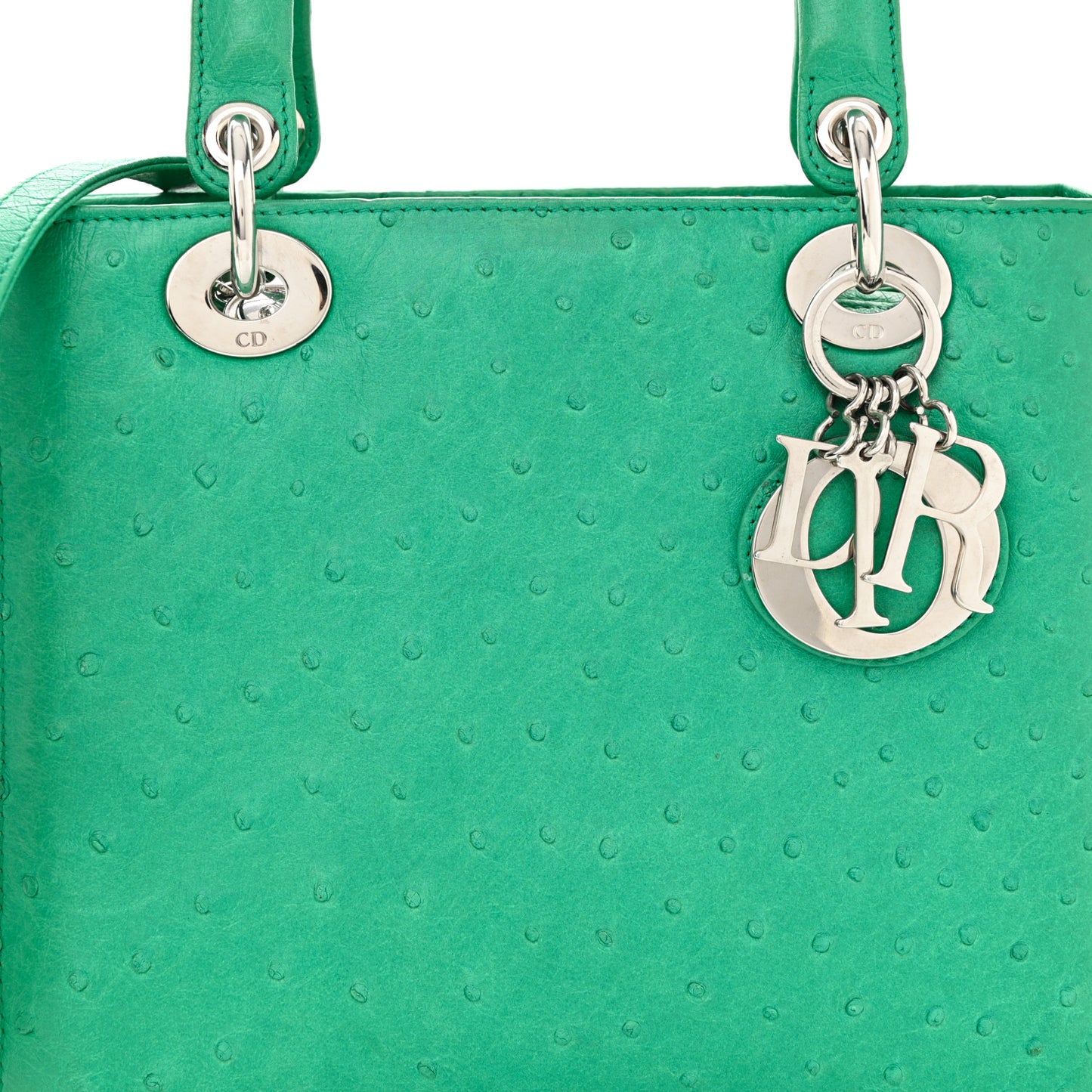 Ostrich Medium Lady Dior Green