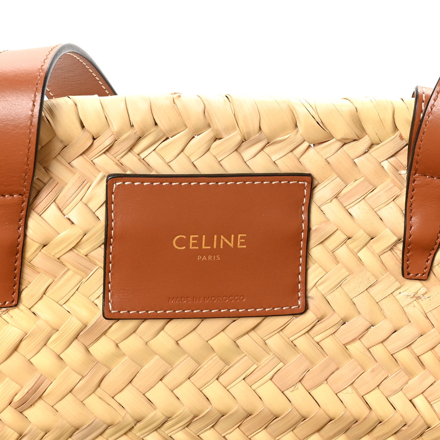 Raffia Calfskin Triomphe Medium Panier Tan
