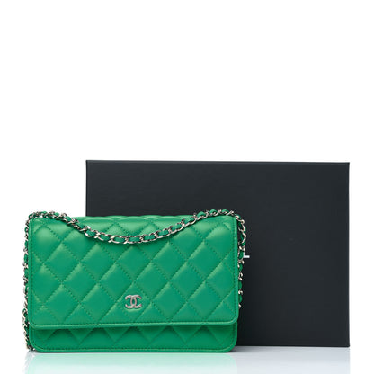 Chanel Lambskin Quilted Wallet On Chain WOC Green 13 of 13