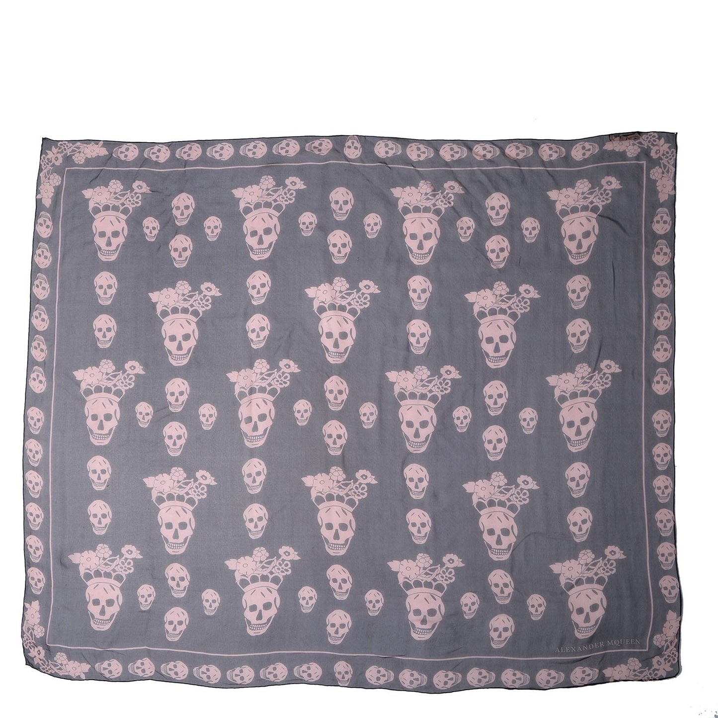 Silk Chiffon Geisha Skull Scarf Black