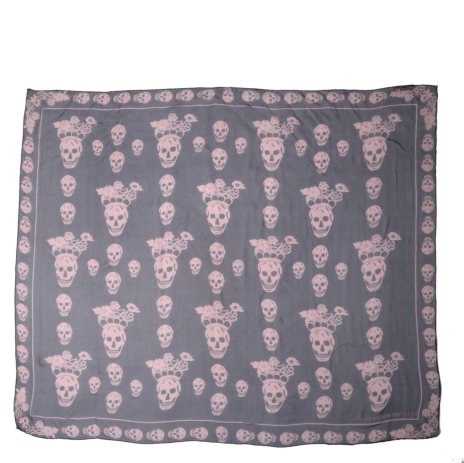 Alexander McQueen Silk Chiffon Geisha Skull Scarf Black 3 of 7