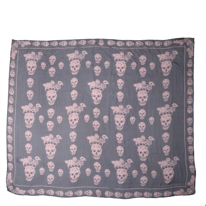 Alexander McQueen Silk Chiffon Geisha Skull Scarf Black 3 of 7