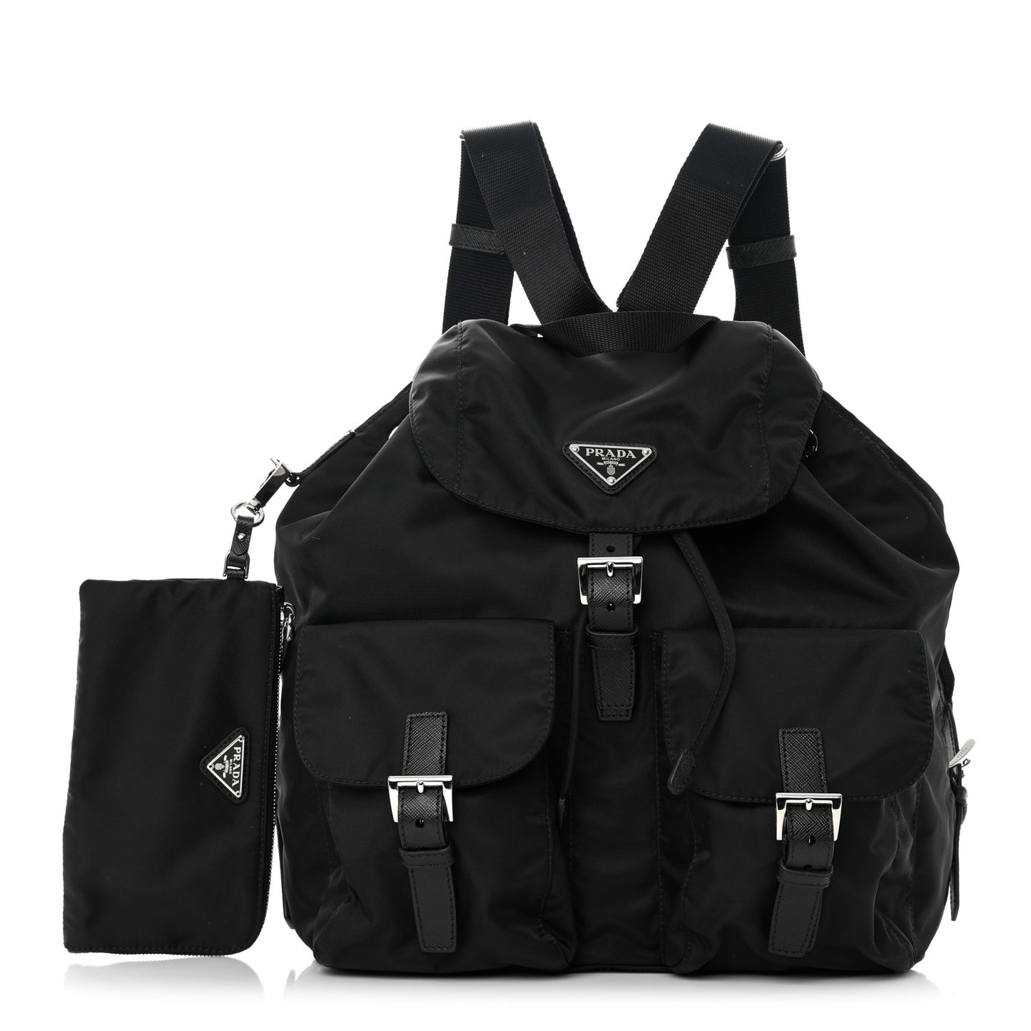 Tessuto Nylon Saffiano Medium Backpack Black