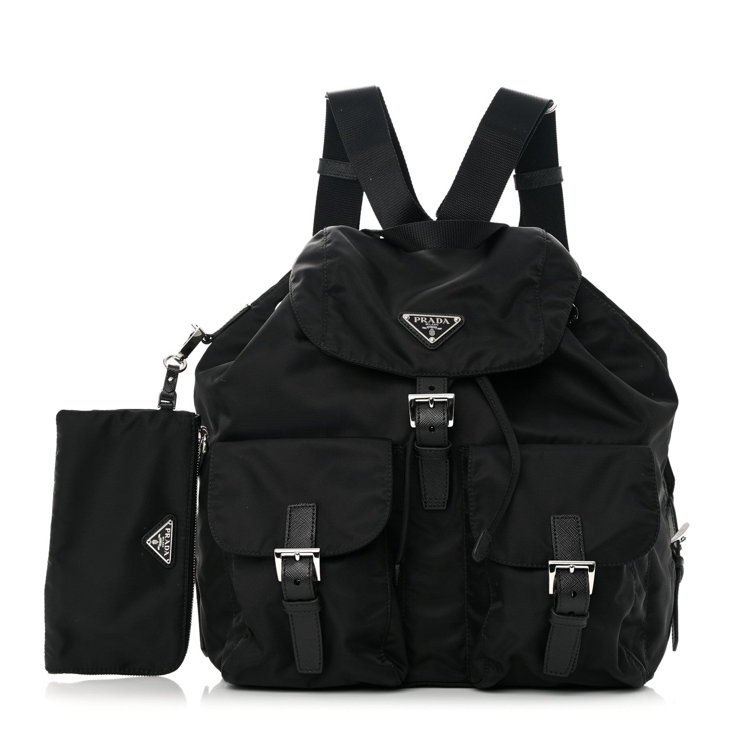 Prada Tessuto Nylon Saffiano Medium Backpack Black 1 of 12
