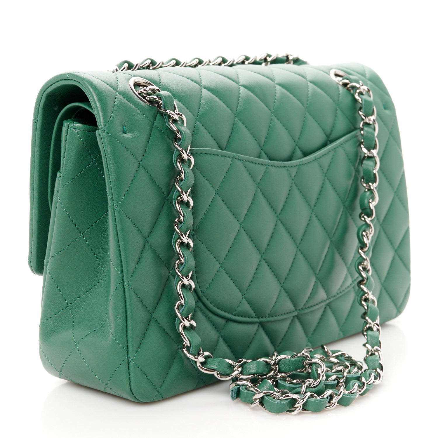Chanel Lambskin Quilted Medium Double Flap Green 3 of 12