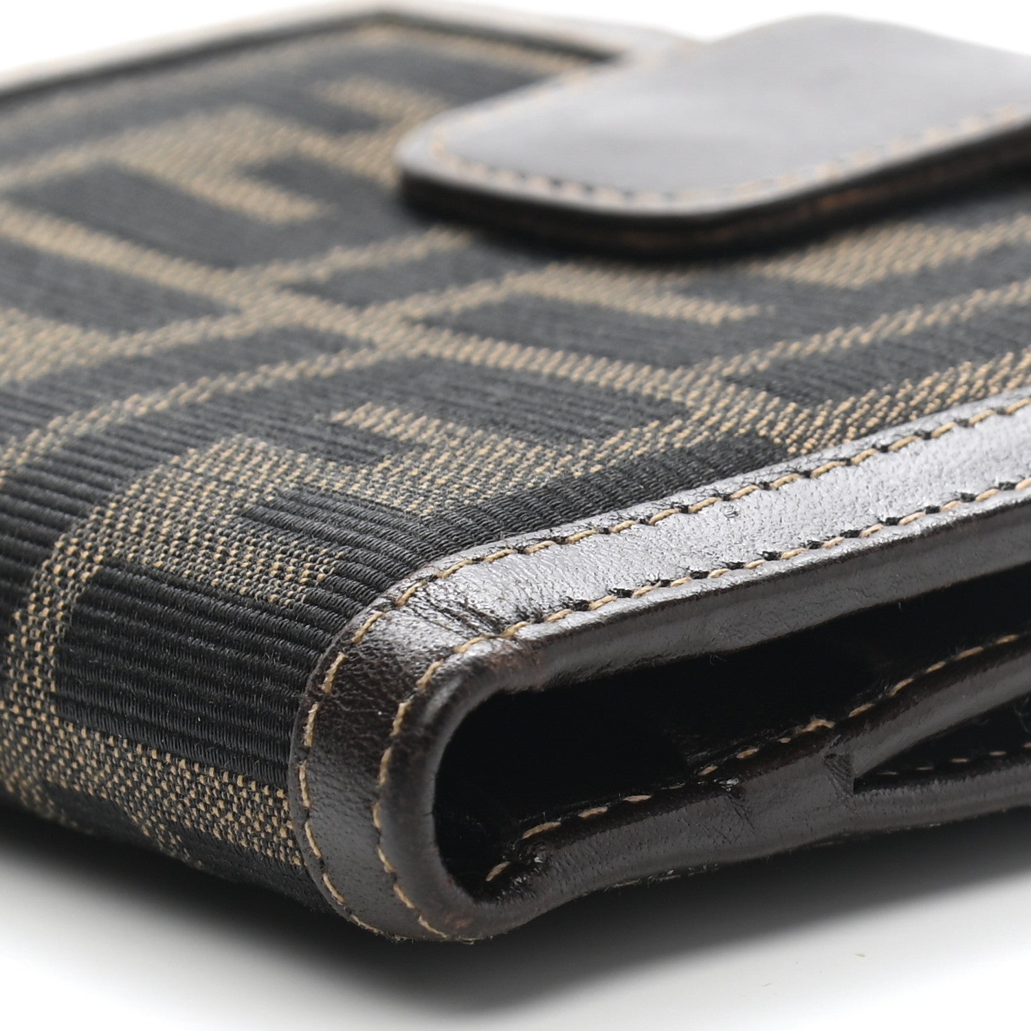 Fendi Zucca Calfskin Compact Wallet Tobacco 14 of 14