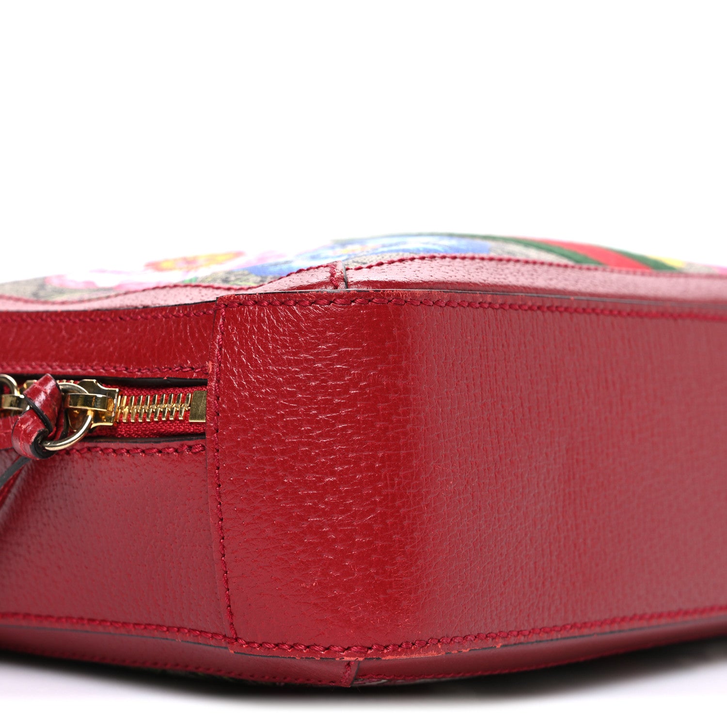 Gucci GG Supreme Monogram Flora Web Small Ophidia Top Handle Shoulder Bag Hibiscus Red 9 of 10