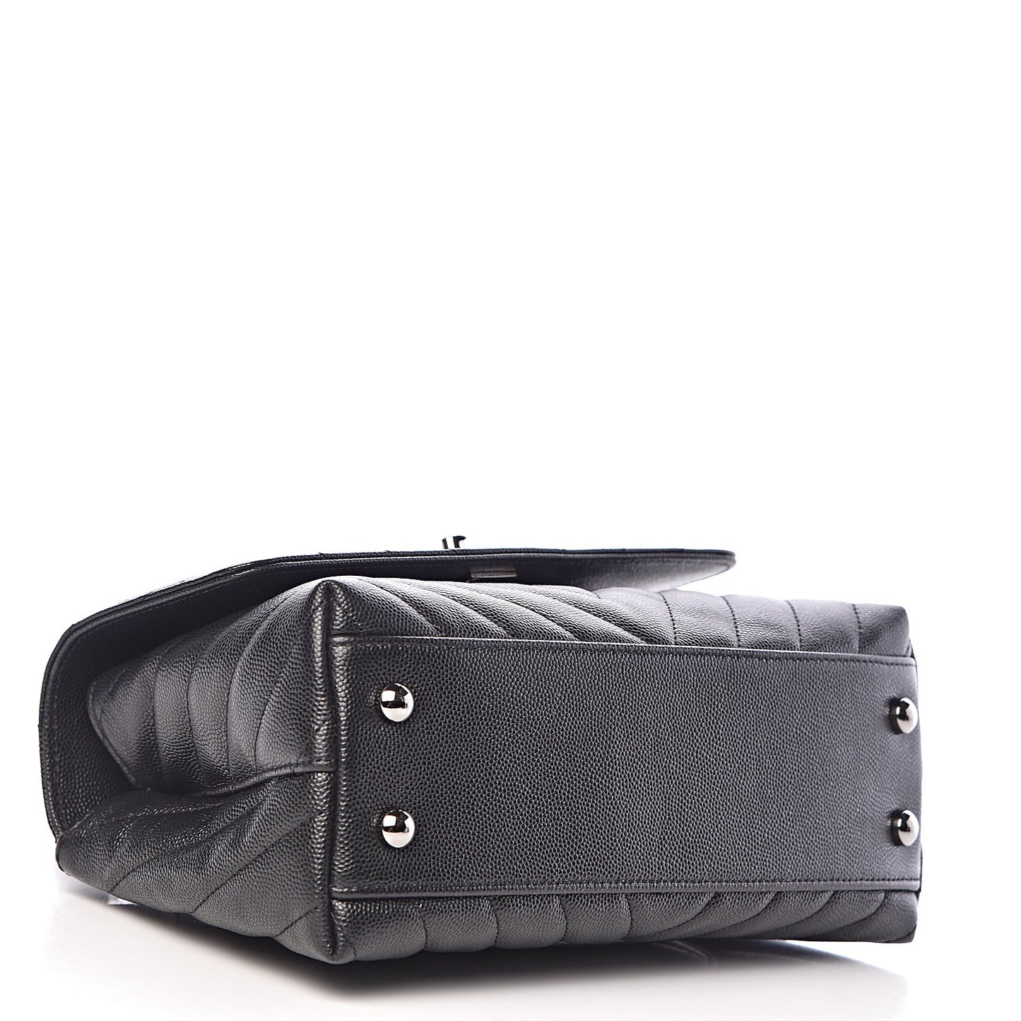 Caviar Chevron Quilted Mini Coco Handle Flap Black