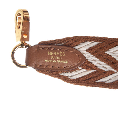 Hermes Toile Swift 25mm Sangle ZigZag Shoulder Strap Gold White 3 of 4