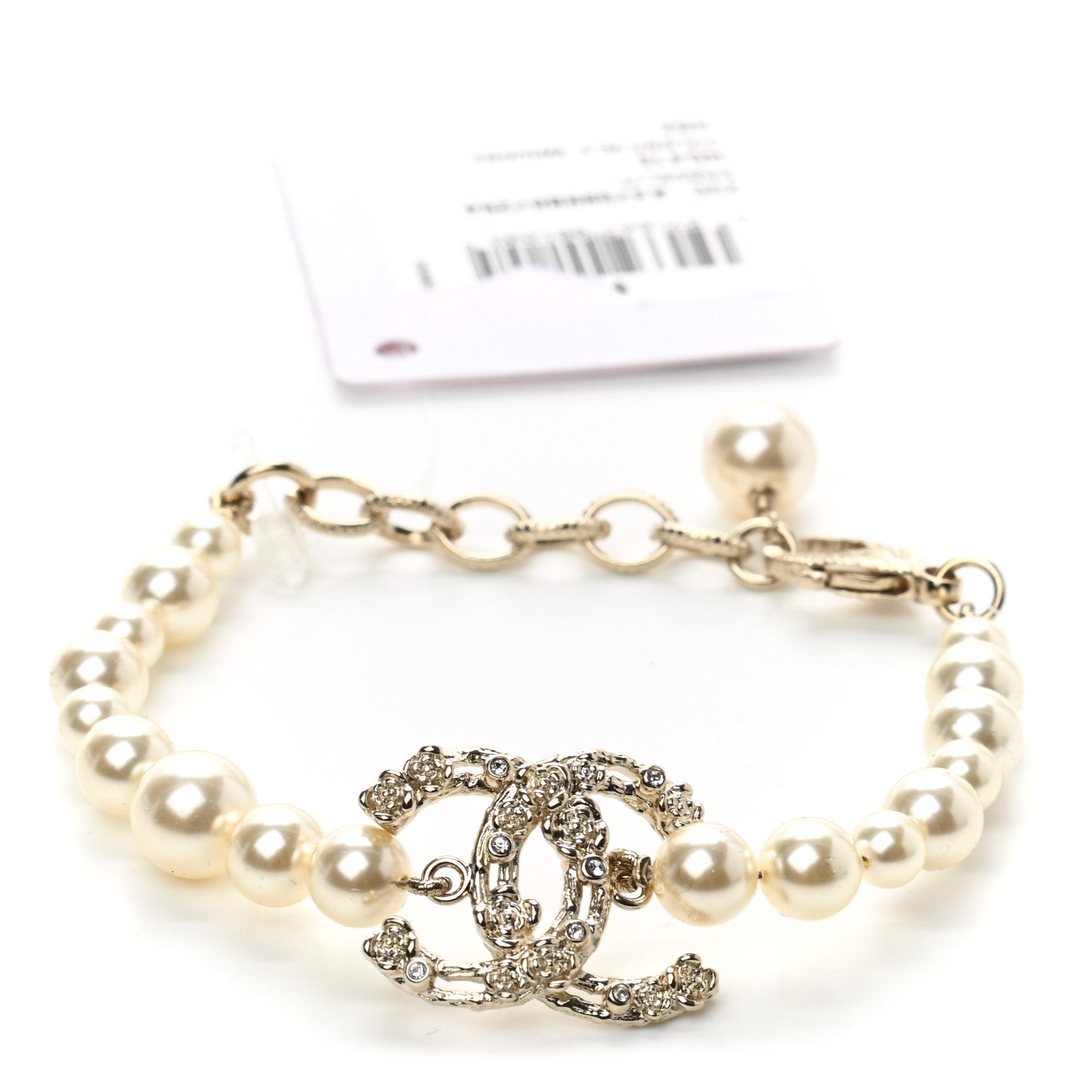 Chanel Pearl Crystal CC Bracelet Gold 1 of 4