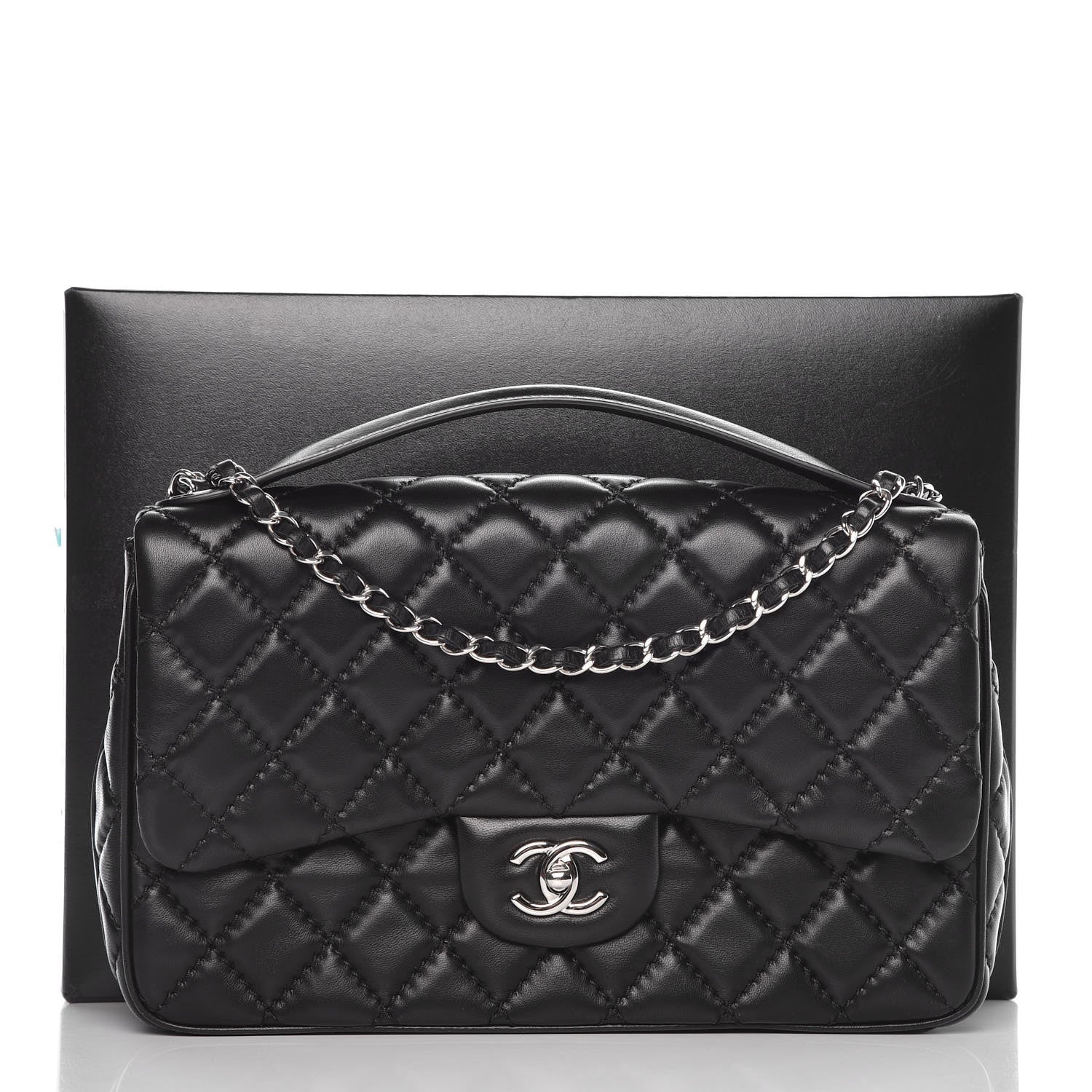 Chanel Lambskin Quilted Jumbo Easy Carry Flap Black 8 of 8