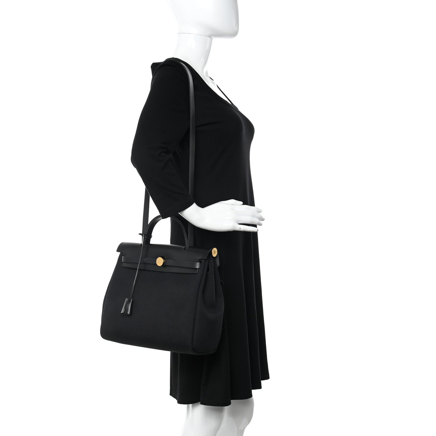 Hermes Military Toile Vache Hunter Herbag Zip PM 31 Black 2 of 12